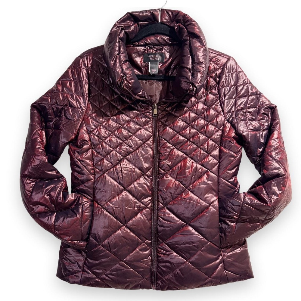 Victorias Secret Burgundy Quilted Puffer Jacket Womens Small 318881 S63